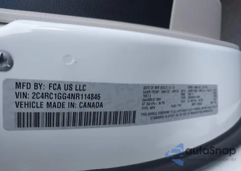 2022 Chrysler Pacifica Limited из США, поврежденный, VIN 2C4RC1GG4NR114846